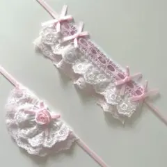 No 132 ハンドメイドぬい服　ヘッドドレススタイ　ボンネット　ピンク