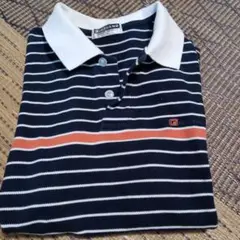 GIORDANO ネイビー ストライプ ポロシャツ S
