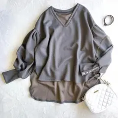 フリフル シーイン◎バルーンスリーブプルオーバー カットソー スウェット L