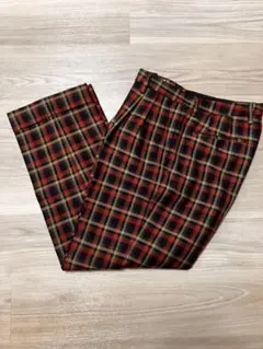 定価25000 チェックパンツ トラウザー タックパンツ プリーツパンツ ウール