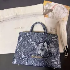 【美品】MUCHA（ミュシャ）ジャガードトートバッグ M 花言葉 1900