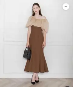 Leja 2WAYオフショルダーパフスリーブマーメイドワンピースドレス　s