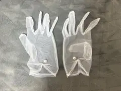 ホワイト シフォン ウェディンググローブ