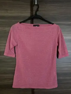 (25)ラメ入りピンク五分袖Tシャツ Mサイズ