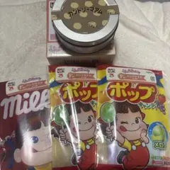 不二家　ペコちゃんくじ　D賞紅茶缶風小物入れ　F賞ハンドタオル