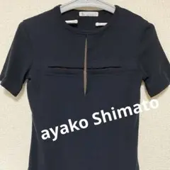 U RU ayako Shimato 黒　透け感　クロス　Tシャツ