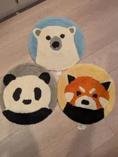 無印良品　動物デザイン 円形マット 3点セット