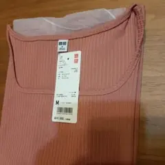 値下げ★新品　ユニクロ　リブスクエアネックT　★ピンク色　Mサイズ