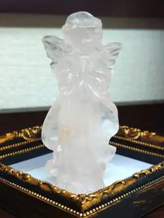 ローズクォーツ♡天使・エンジェル置物♡高さ10cm♡新入荷❣️天然石✨