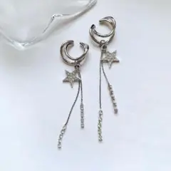 ❤️お得セット❤️ シルバー　イヤーカフ　　　２連 スター　ジルコニア　両耳用