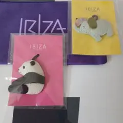 IBIZA　イビサ　横向きパンダチャーム お耳に傘のゾウチャーム セット ポーチ