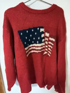 WISH FOREVER アメリカ国旗ニットセーター L