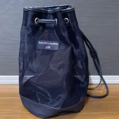90s ポロスポーツ メッシュバック ショルダー ラルフローレン 巾着 ネイビー