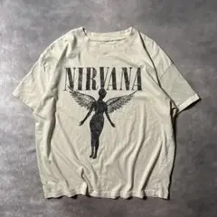 Q92 古着90s復刻NIRVANA 公式バンドT アイボリー