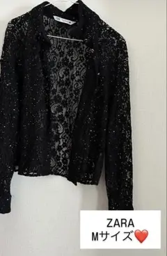 ZARA 黒 レース カーディガン Mサイズ