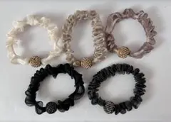 シフォンビーズ付きヘアゴム5個セット