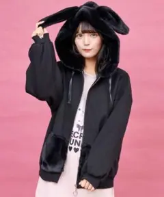 シークレットハニー うさぎパーカー ブラック freeサイズ Mサイズ