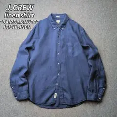 古着 J.CREW 長袖 リネン シャツ アイリッシュリネン XXL ブルー