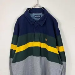 USA古着 chaps チャップス ラガーシャツ ボーダー ポロシャツ