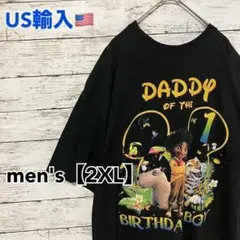 ●T48【US輸入】プリント半袖 Tシャツ ブラック系 men's【2XL相当】