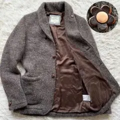 美品 BEAMS ニット ジャケット ショールカラー ブートニエール くるみ釦
