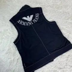 極美品✨ARMANI JEANS アルマーニ ナイロンベスト デカロゴ M