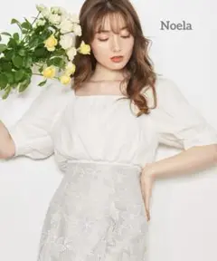 Noela ノエラ ボリュームソデシャーリングブラウス ホワイト
