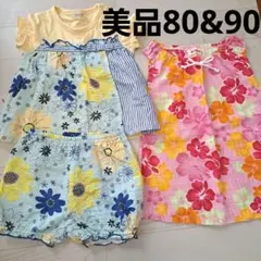 美品★花柄ワンピースとショートパンツセット 80&90
