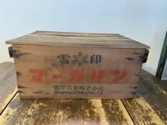 昭和レトロ　雪印　マーガリン　木箱　収納　アンティーク　蚤の市　ウッドボックス