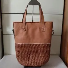 【美品✨】アテンペ　a+p かごバッグ　編み込み　atempe オシャレ 美品✨】アテンペ a+p かごバッグ 編み込み atempe オシャレ