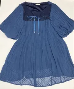 axes femme アクシーズファム ネイビー　リボン　チュニック　ミニワンピ