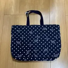 ネイビー ドット キルティングトートバッグ