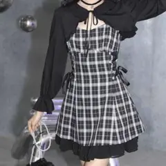 ブラックチェックワンピースセット