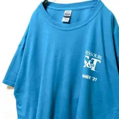 ギルダン ミズーリS&Tサマー ロゴ Tシャツ ブルー 青 XL 古着