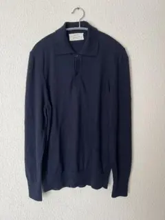 ZARA origins ニットポロシャツ　ネイビー　M