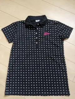 【早い者勝ち】FILA GOLF 総柄ハート ポロシャツチュニック ブラック