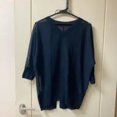 グリーンレーベルリラクシング ニット　Ｖネック　トップス　透け感
