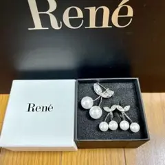 未使用 ルネrene さくらんぼブローチ イヤリング セット