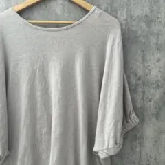studio CLIP グレー 五分袖 トップス サマーニット　F 綿麻
