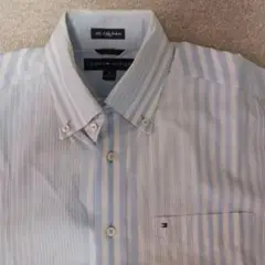 TOMMY HILFIGER 半袖シャツ M 水色 ストライプ
