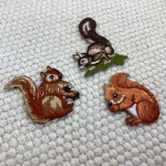 刺繡ワッペン　縫付用　鑑賞用　リス　一点限り　SH019