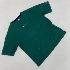 Champion ロゴ刺繍Tシャツ 緑クルーネック レディース M