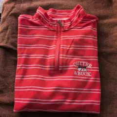 Cutter & Buck 赤 ストライプ ハーフジップ L