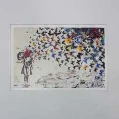 バンクシー　バタフライ　ミニキャンバスポスター　11×16cm　Banksy