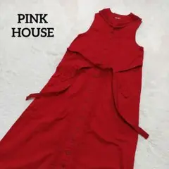 PINK HOUSE ピンクハウス 腰紐・カラー ノースリーブ ロングワンピース