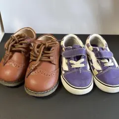 Vans パープル チェック柄 スニーカー　セレモニーシューズ　13cm