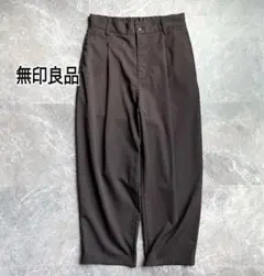 無印良品 撥水ストレッチ チノ タックワイドパンツ ウエストゴム ハイウエスト
