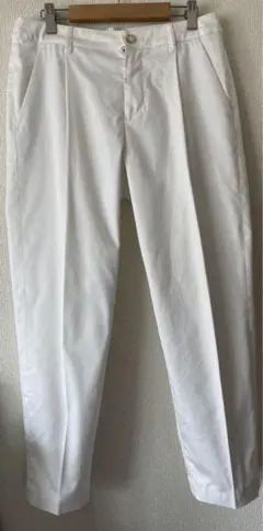 夏物値下 即決OK⭐︎ホワイト スラックス パンツ LからLL相当 足首出る長さ