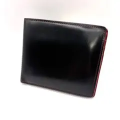 キプリス 2つ折り財布 オイルシェルコードバン ブラック レッド