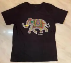 インド　ゴアのTシャツ　象のデザイン入り黒 Lサイズ（未使用）